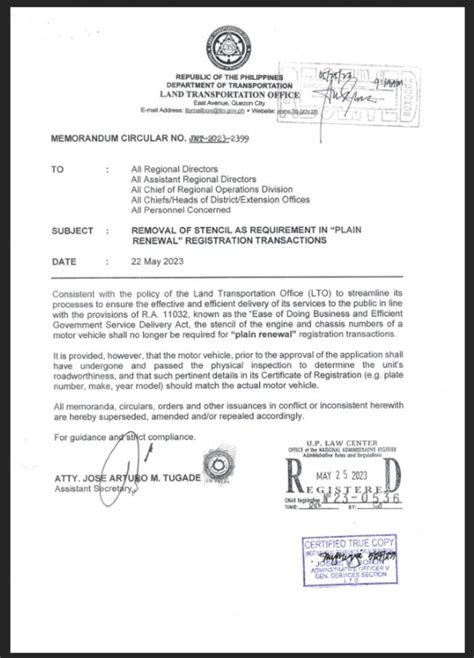 certificate of stock report lto|LTO MEMORANDUM CIRCULAR NO. 643.